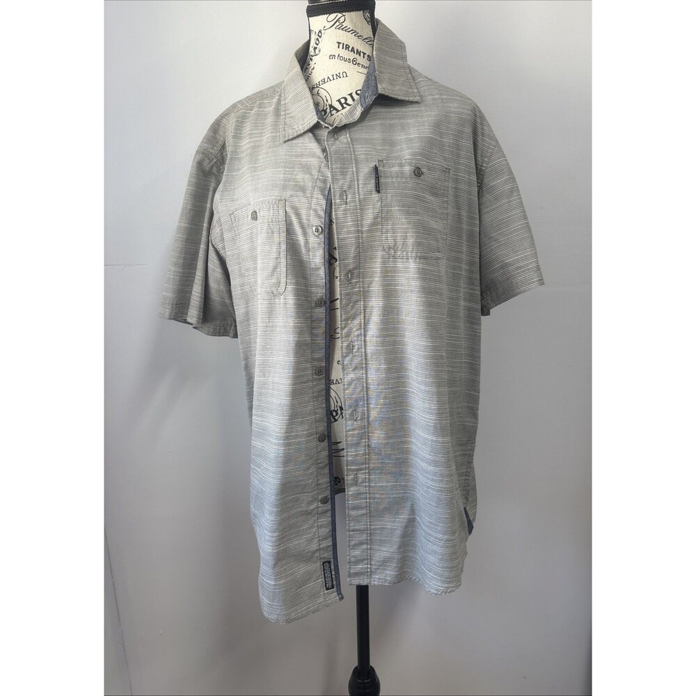 Ecko Unltd Division  Button Up Short Sleeve Shirt Large Gray